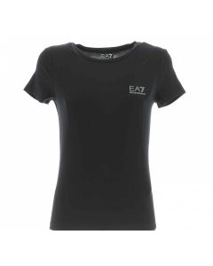 EA7 Emporio Armani Donna T Shirt Natural Ventus7 Manica Corta Girocollo con Applicazione Logata EA7