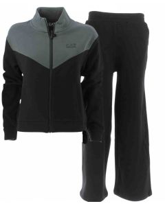 EA7 Emporio Armani Donna Tuta Felpa Felpata Full Zip con Pantalone Pantapalazzo