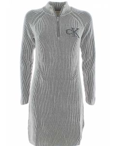 Calvin Klein Donna Abitino a Righe Bianco/Nero Mezza Zip Manica Lunga