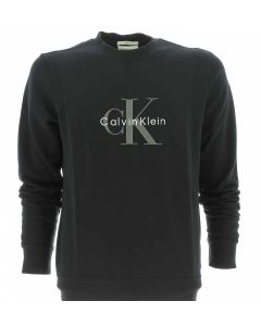 Calvin Klein Uomo Felpa Blu Girocollo in Felpa Garzata Tinta Unita