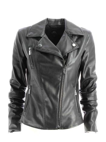 A|X Armani Exchange Donna Chiodo Ecopelle Tinta Unita Nero