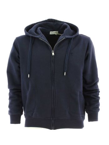 Trussardi Uomo Felpa Full Zip Con Cappuccio Tinta Unita