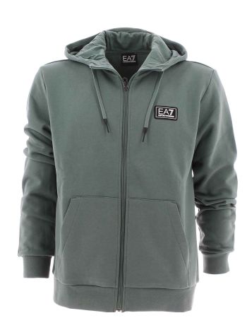 EA7 Emporio Armani Uomo Felpa Felpata Cappuccio Full Zip Tinta Unita