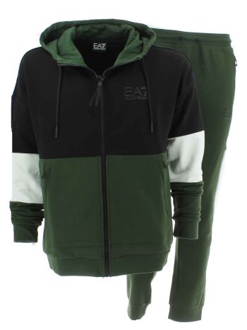EA7 Emporio Armani Uomo Tuta Felpa Felpata Full Zip Con Cappuccio