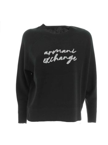 A|X Armani Exchange Donna Maglia Lana Giro Collo Nera
