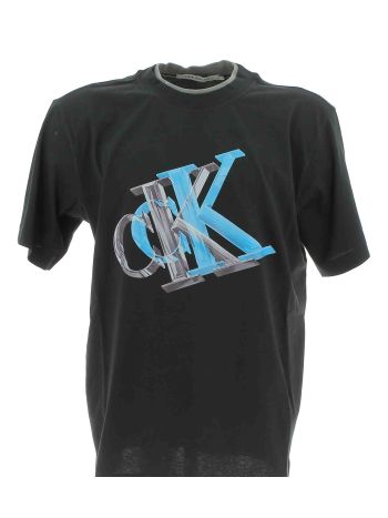 Calvin Klein Uomo T Shirt Manica Corta Giro Collo Colletto Bicolore
