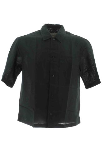 Calvin Klein Uomo Camicia in Lino Manica Corta Over Tinta Unita