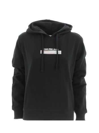 Calvin Klein Donna Felpa Garzata Con Cappuccio Chiuso Tinta Unita