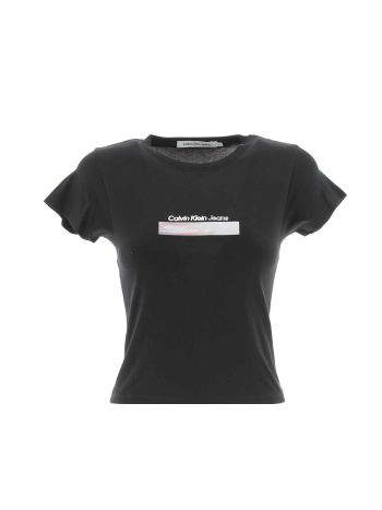 Calvin Klein Jeans Donna T Shirt Crop Manica Corta Giro Collo Slim Fit