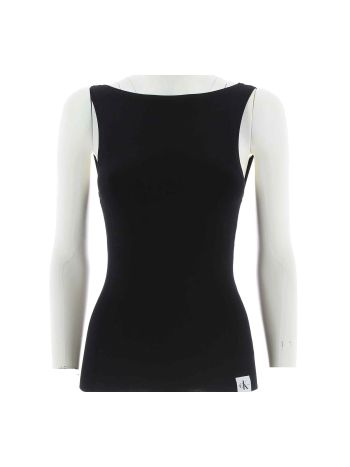Calvin Klein Donna Canottiera Con Ampio Scollo Dietro Tinta Unita