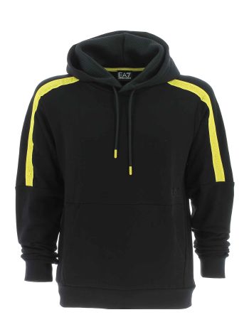 EA7 Emporio Armani Uomo Felpa Garzata Cappuccio Chiuso Tinta Unita Con Tape Logato