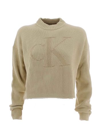 Calvin Klein Donna Maglia Crop Cotone Giro Collo con Spacchi Laterali