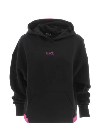 EA7 Emporio Armani Felpa Donna Over Cappuccio Chiuso Tape Logato EA7
