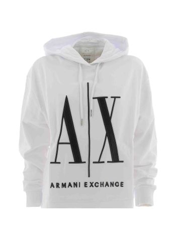 A|X Armani Exchange Donna Felpa Garzata Cappuccio Chiuso ICON PERIOD