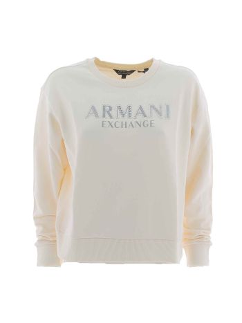 A|X Armani Exchange Felpa Girocollo Garzata Donna Logo A|X con Strass