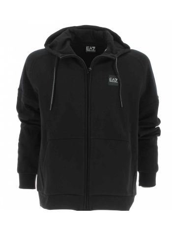 Felpa Felpata Cappuccio Full Zip EA7 Emporio Armani Uomo Tasche a Marsupio