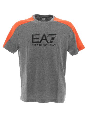 EA7 Emporio Armani Uomo T Shirt Grigio/Arancione Manica Corta Girocollo