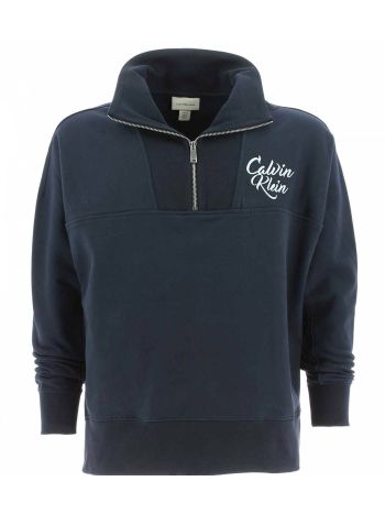 Felpa Felpata 1Mezza zip Calvin Klein Uomo Tinta Unita Logo Ricamato