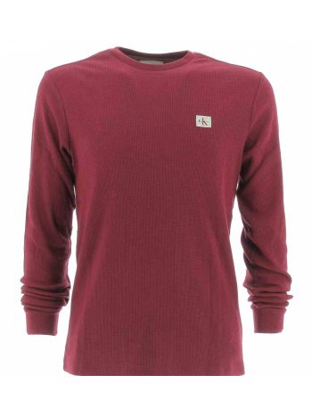 T Shirt Girocollo Manica Lunga Calvin Klein Uomo a Costine