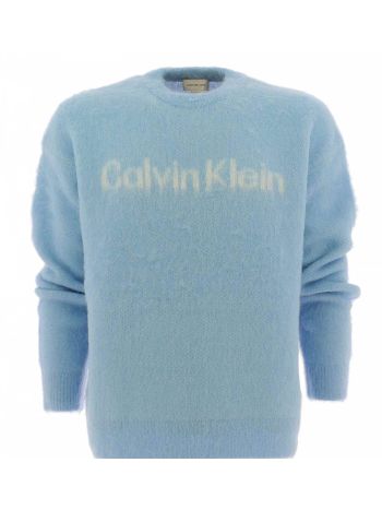 Pullover Uomo Lana Alpaca Girocollo Calvin Klein Azzurro