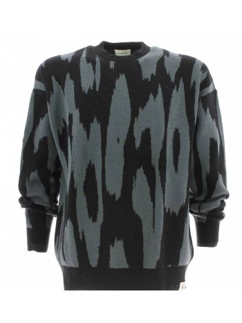 Pullover Uomo Girocollo Calvin Klein Nero/Grigio a Losanghe