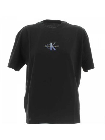 T Shirt Over Calvin Klein Donna Manica Corta Girocollo Tinta Unita Nera