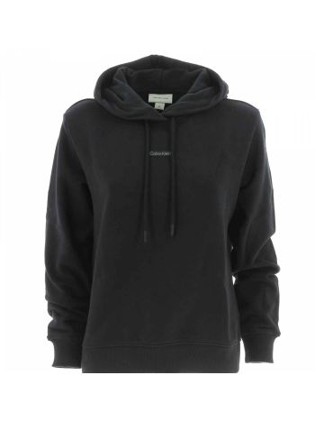 Felpa Garzata Calvin Klein Donna Cappuccio Chiuso Tinta Unita