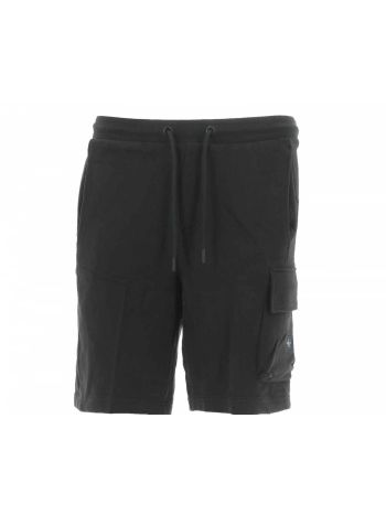 Bermuda Cargo Calvin Klein Uomo in Felpa Garzata Tinta Unita Nero