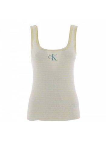 Canottiera a Righe Calvin Klein Donna Ampio Scollo Elasticizzata