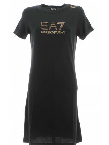 Abitino con Logo EA7 in Strass EA7 Emporio Armani Donna Elasticizzato con Risvolto sulla Manica