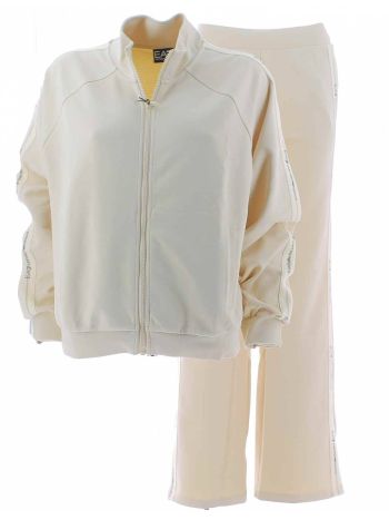 EA7 Emporio Armani Tuta Donna Felpa Leggera Full Zip con Tape Logato EA7
