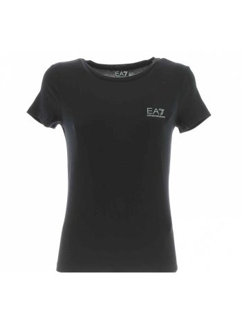 EA7 Emporio Armani Donna T Shirt Natural Ventus7 Manica Corta Girocollo con Applicazione Logata EA7