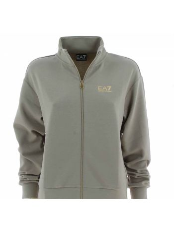 Felpa Garzata Full Zip EA7 Emporio Armani Donna Logo EA7 in Strass