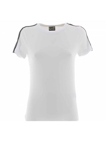 T Shirt Manica Corta Girocollo EA7 Emporio Armani Donna con Stripe Logato EA7 sulle Spalle
