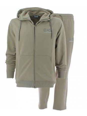 EA7 Emporio Armani Tuta Felpa Uomo Garzata Full Zip Cappuccio con Pantalone Largo