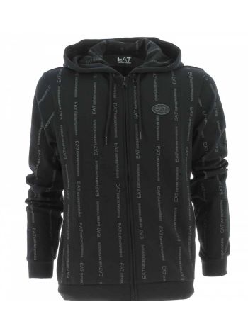 Felpa Garzata Cappuccio Full Zip Multi Logo EA7 Emporio Armani Uomo