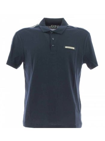 Polo Jersey Manica Corta EA7 Emporio Armani Uomo con Tape Logato EA7 sulle Spalle