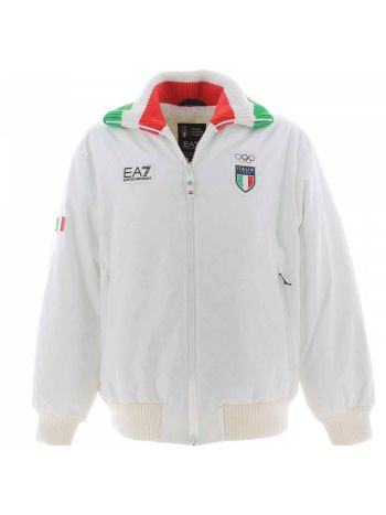 Olimpiadi Cortina 2026 EA7 Emporio Armani Uomo Giacca Sci Team Italia Bianca