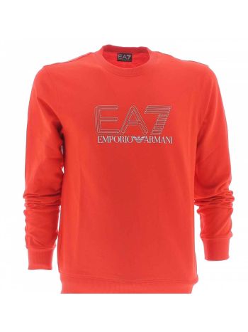 Felpa Garzata Girocollo EA7 Emporio Armani Uomo Tinta Unita Grande Logo EA7
