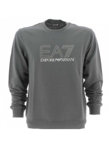 Felpa Garzata Girocollo EA7 Emporio Armani Uomo Tinta Unita Grande Logo EA7