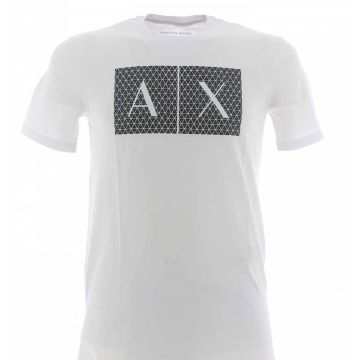T Shirt Manica Corta A|X Armani Exchange Giro Collo Uomo Tinta Unita con Maxi Logo AX