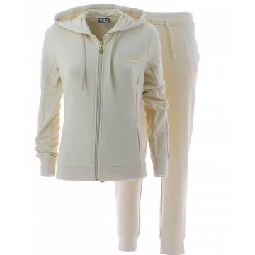 Tuta Donna in Felpa Garzata Full Zip con Cappuccio EA7 Emporio Armani Tinta Unita