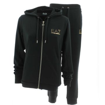 Tuta Donna in Felpa Garzata Full Zip con Cappuccio EA7 Emporio Armani Tinta Unita