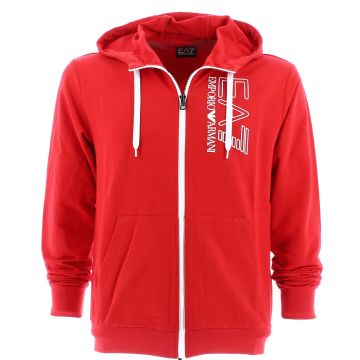 EA7 Emporio Armani Uomo Felpa Garzata Cappuccio Full Zip Tinta Unita