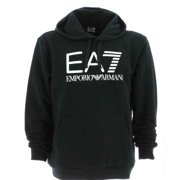 EA7 Emporio Armani Uomo Felpa Felpata Cappuccio Chiuso Tinta Unita Grande Logo EA7