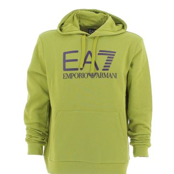 EA7 Emporio Armani Uomo Felpa Felpata Cappuccio Chiuso Tinta Unita Grande Logo EA7