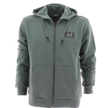 EA7 Emporio Armani Uomo Felpa Felpata Cappuccio Full Zip Tinta Unita