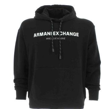 A|X Armani Exchange Uomo Felpa Garzata Cappuccio Chiuso Tinta Unita