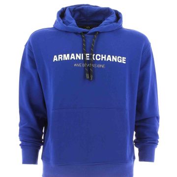 A|X Armani Exchange Uomo Felpa Garzata Cappuccio Chiuso Tinta Unita