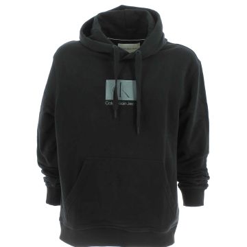 Calvin Klein Uomo Felpa Garzata Cappuccio Chiuso Tinta Unita Con Tasca a Marsupio
